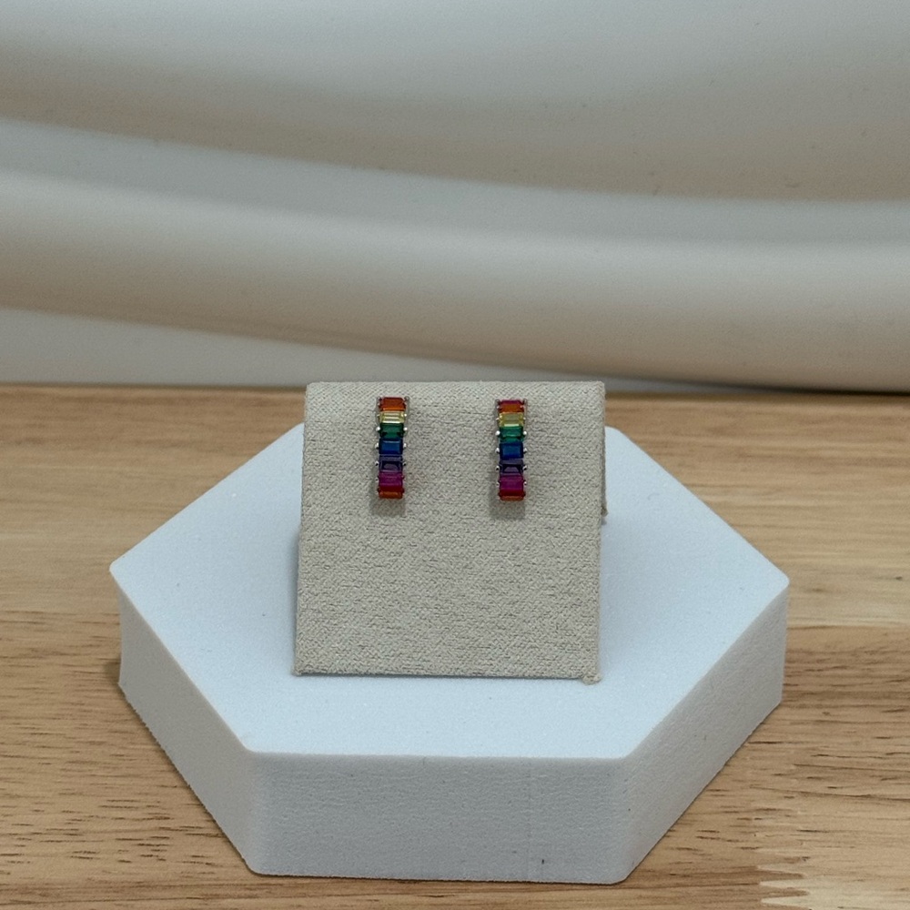 Colorful silver gold plated  Rainbow Earrings